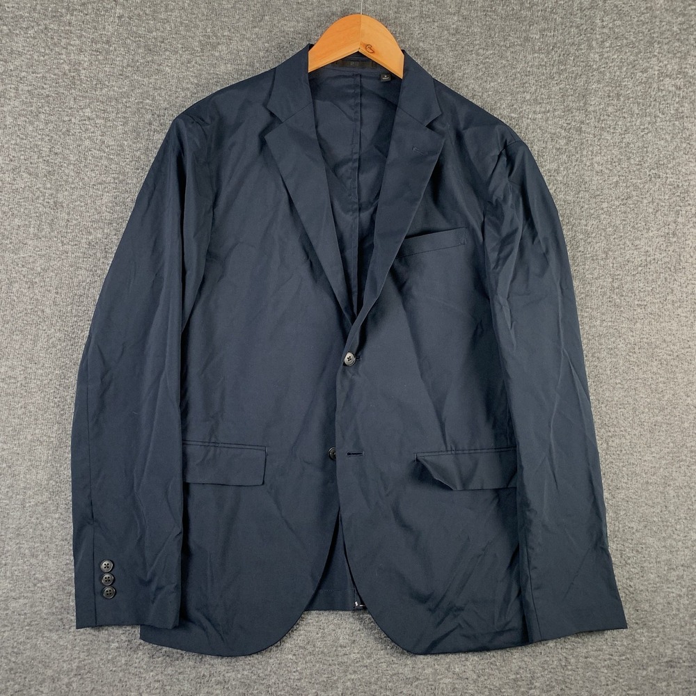 Uniqlo Blazer Jacket Men Medium Slim Navy Blue Performance Stretch Sport Coat